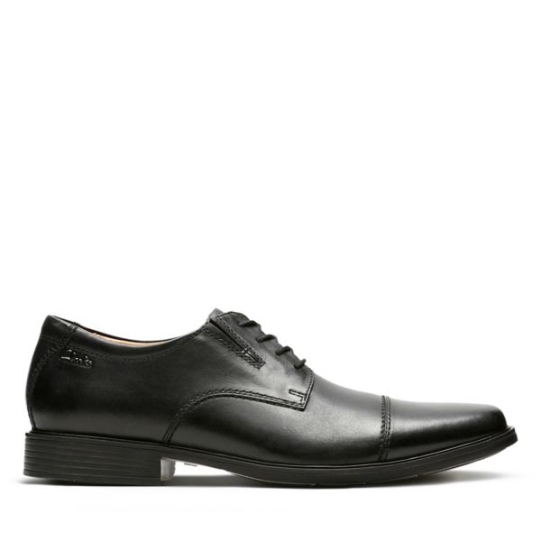 Clarks Mens Tilden Cap Wide Fit Shoes Black | CA-2354608